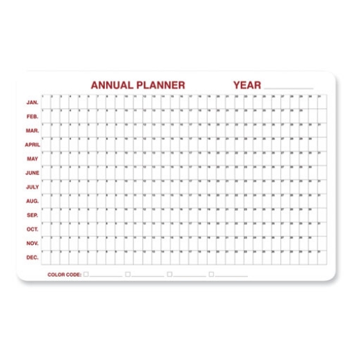 Picture of 12 Month Whiteboard Calendar with Radius Corners, 36 x 24, White/Red/Black Surface, Ships in 7-10 Business Days