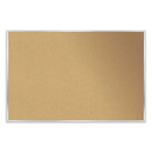 Picture of Aluminum-Frame Natural Corkboard, 60.5 x 48.5, Tan Surface, Satin Aluminum Frame, Ships in 7-10 Business Days