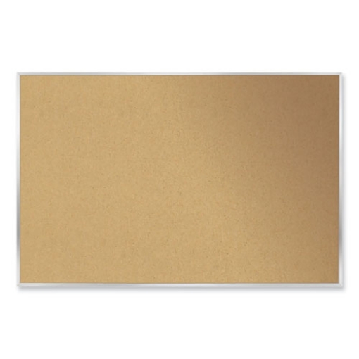 Picture of Aluminum-Frame Natural Corkboard, 72.5 x 48.5, Tan Surface, Satin Aluminum Frame, Ships in 7-10 Business Days