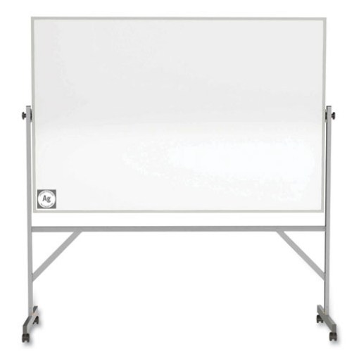 Picture of Reversible Magnetic Hygienic Porcelain Whiteboard, Satin Aluminum Frame/Stand, 96 x 48, White Surface, Ships in 7-10 Bus Days