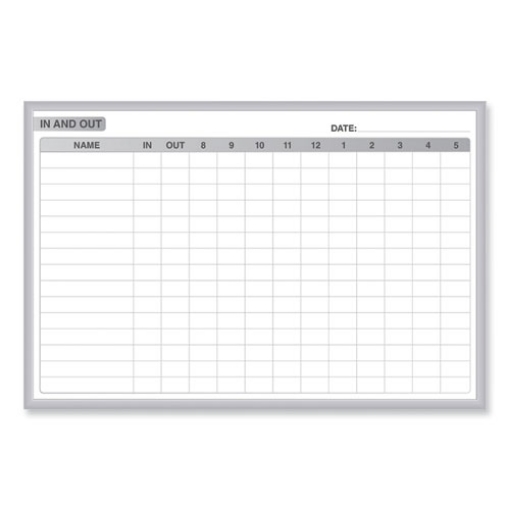 Picture of In/Out Magnetic Whiteboard, 36 x 24, White/Gray Surface, Satin Aluminum Frame, Ships in 7-10 Business Days