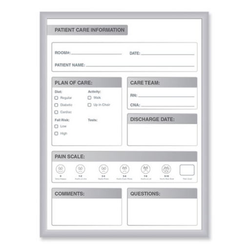 Picture of Patient Room Magnetic Whiteboard, 24 x 36, White/Gray Surface, Satin Aluminum Frame, Ships in 7-10 Business Days