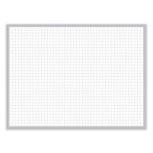 Picture of 1 x 1 Grid Magnetic Whiteboard, 48.5 x 36.5, White/Gray Surface, Satin Aluminum Frame, Ships in 7-10 Business Days