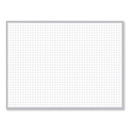 Picture of 1 x 1 Grid Magnetic Whiteboard, 96.5 x 48.5, White/Gray Surface, Satin Aluminum Frame, Ships in 7-10 Business Days