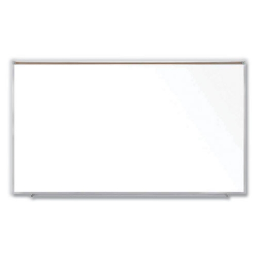 Picture of Magnetic Porcelain Whiteboard with Satin Aluminum Frame and Map Rail, 96.53 x 60.47, White Surface, Ships in 7-10 Bus Days