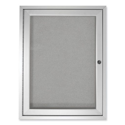 Picture of 1 Door Enclosed Vinyl Bulletin Board with Satin Aluminum Frame, 18 x 24, Silver Surface, Ships in 7-10 Business Days