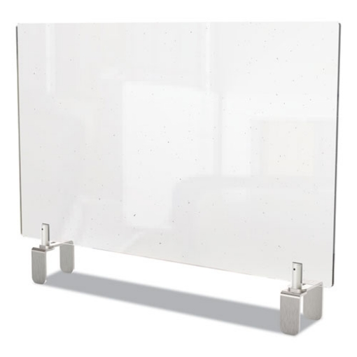 Picture of Clear Partition Extender With Attached Clamp, 42 X 3.88 X 24, Thermoplastic Sheeting