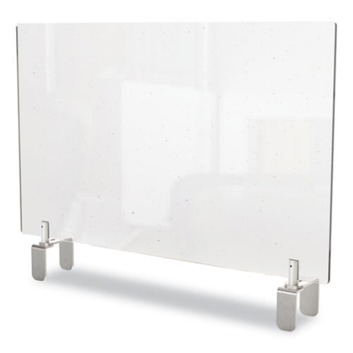 Picture of Clear Partition Extender With Attached Clamp, 29 X 3.88 X 30, Thermoplastic Sheeting