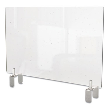 Picture of Clear Partition Extender With Attached Clamp, 36 X 3.88 X 30, Thermoplastic Sheeting