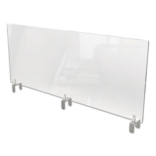 Picture of Clear Partition Extender With Attached Clamp, 48 X 3.88 X 30, Thermoplastic Sheeting