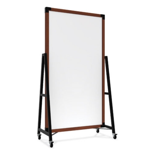 Picture of Prest Mobile Magnetic Whiteboard, 40.5 x 73.75, White Surface, Caramel Oak Wood Frame, Ships in 7-10 Business Days