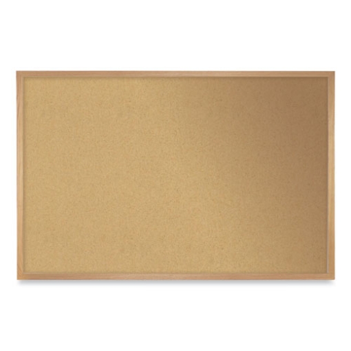 Picture of Natural Cork Bulletin Board with Frame, 60.5 x 36.5, Tan Surface, Oak Frame, Ships in 7-10 Business Days