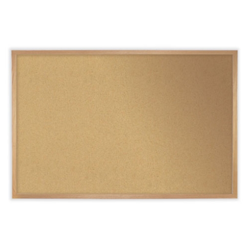 Picture of Natural Cork Bulletin Board with Frame, 48.5 x 48.5, Tan Surface, Oak Frame, Ships in 7-10 Business Days