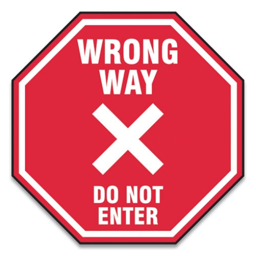 Picture of Slip-Gard Social Distance Floor Signs, 12 X 12, "wrong Way Do Not Enter", Red, 25/pack