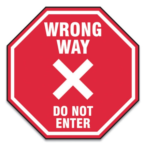 Picture of Slip-Gard Social Distance Floor Signs, 17 X 17, "wrong Way Do Not Enter", Red, 25/pack