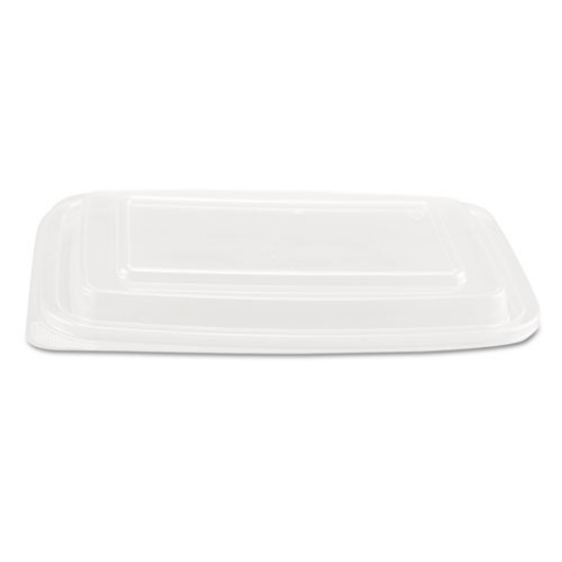 Picture of Microwave Safe Container Lid, Fits 24-32 oz, Rectangular, Clear, Plastic, 75/Bag, 4 Bags/Carton