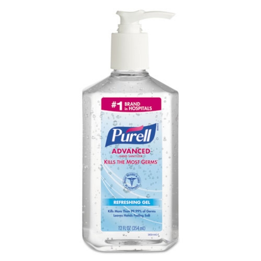 Picture of Advanced Hand Sanitizer Refreshing Gel, 12 oz Pump Bottle, Clean Scent, 12/Carton