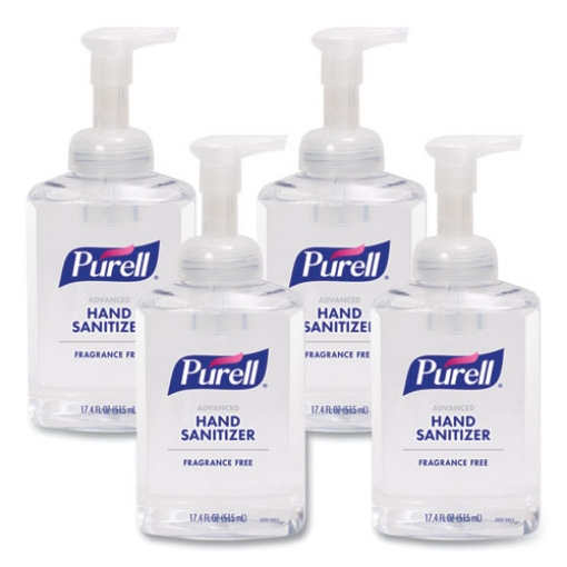 Picture of Advanced Hand Sanitizer Foam, 515 mL, Pump Bottle, Fragrance Free, 4/Carton