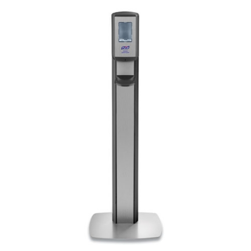 Picture of Messenger Cs8 Silver Panel Floor Stand With Dispenser, 1,200 Ml, 15.13 X 16.62 X 52.68, Graphite/silver