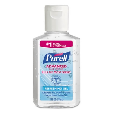 Picture of Advanced Hand Sanitizer Refreshing Gel, 2 oz, Flip-Cap Bottle, Clean Scent, 24/Carton