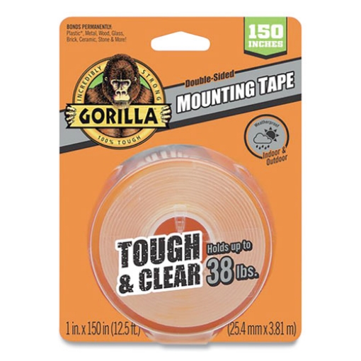 Picture of Tough & Clear Double-Sided Mounting Tape, Permanent, Holds Up To 0.25 Lb Per Inch, 1" X 12.5 Ft, Clear