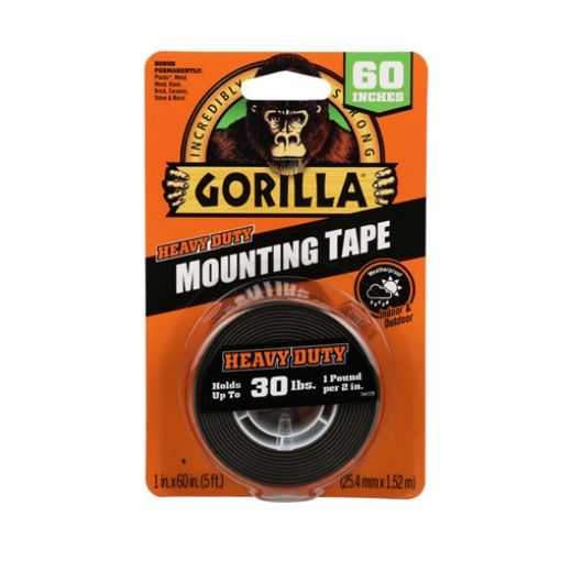 Picture of Heavy Duty Mounting Tape, Permanent, Holds Up to 30 lbs, 1" x 60", Black