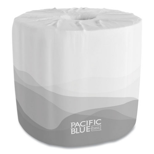 Picture of Pacific Blue Basic Bathroom Tissue, Septic Safe, 1-Ply, White, 1,210 Sheets/roll, 80 Rolls/carton