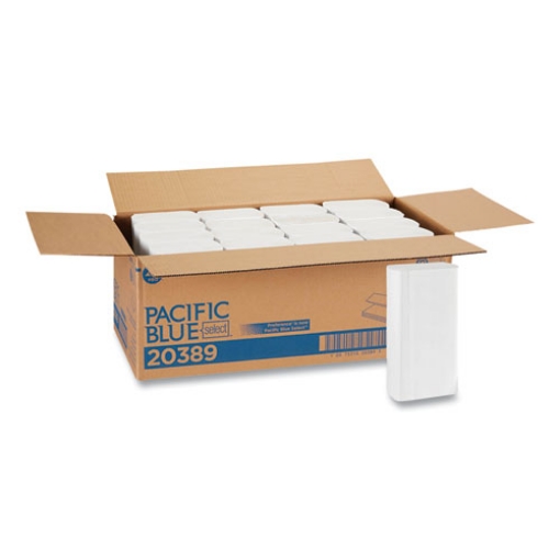 Picture of Pacific Blue Select Folded Paper Towels, 1-Ply, 9.2 x 9.4, White, 250/Pack, 16 Packs/Carton