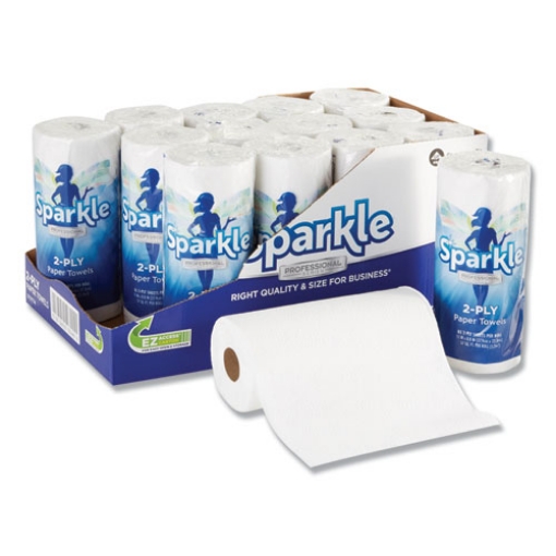 Picture of Sparkle ps Premium Perforated Paper Kitchen Towel Roll, 2-Ply, 11 x 8.8, White, 85/Roll, 15 Rolls/Carton