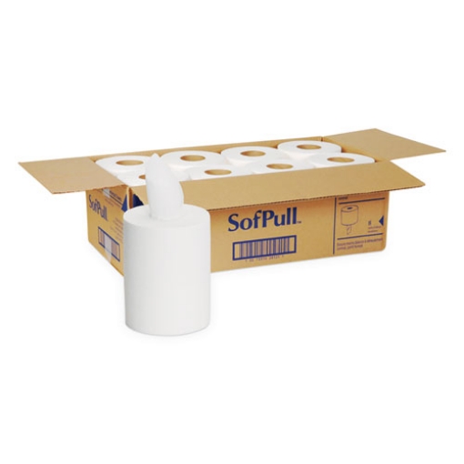 Picture of SofPull Premium Junior Capacity Towel, 1-Ply, 7.8 x 14.8, White, 225/Roll, 8 Rolls/Carton