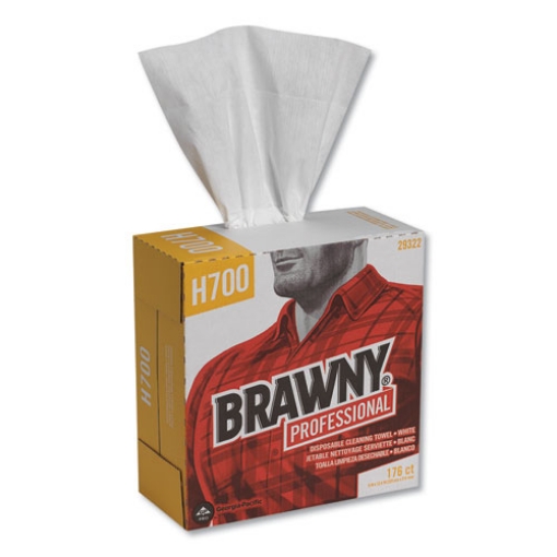 Picture of Heavyweight HEF Disposable Shop Towels, 9 x 12.5, White, 176/Box, 10 Box/Carton