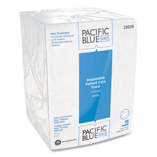 Picture of Pacific Blue Select Disposable Patient Care Washcloths, 1-Ply, 10 x 13, Unscented, White, 55/Pack, 24 Packs/Carton