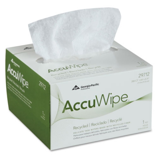 Picture of AccuWipe Recycled One-Ply Delicate Task Wipers, 1-Ply, 4.5 x 8.25, Unscented, White, 280/Box