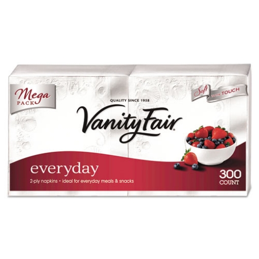 Picture of Vanity Fair Everyday Dinner Napkins, 2-Ply, White, 300/pack