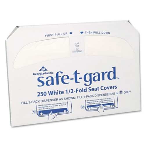 Picture of Safe-T-Gard Half-Fold Toilet Seat Covers, 14.5 X 17, White, 250/pack, 20 Packs/carton