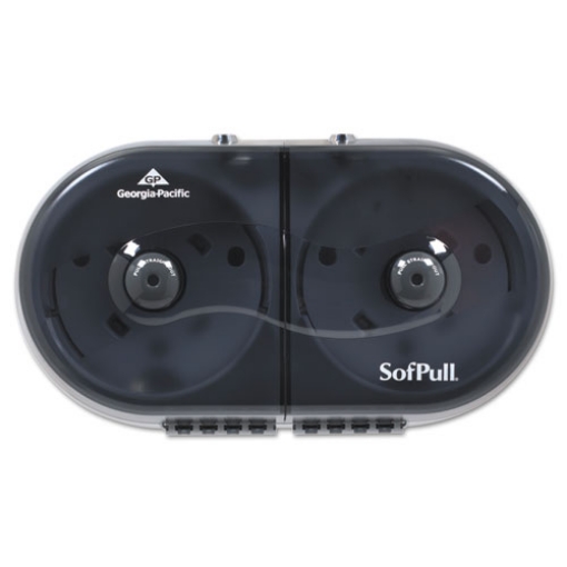 Picture of Sofpull Mini Centerpull 2-Roll Bath Tissue Dispenser, 16.38 X 7.2 X 9.3, Smoke