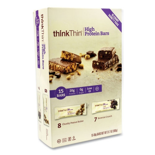 Picture of High Protein Bars, Brownie Crunch/chunky Peanut Butter, 2.1 Oz Bar, 15 Bars/carton, Ships In 1-3 Business Days