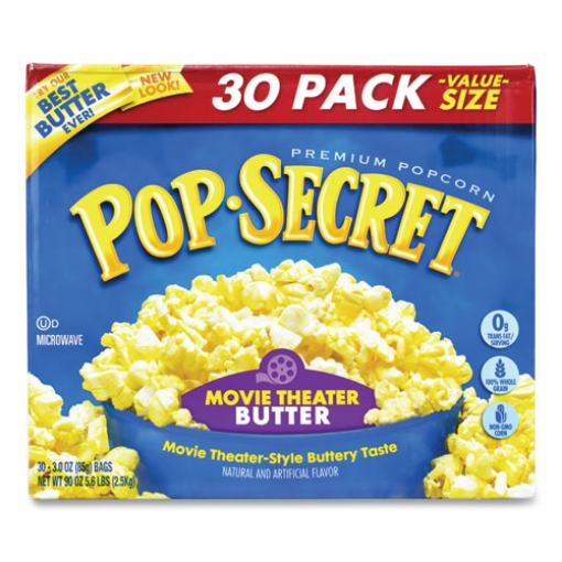 Picture of Microwave Popcorn, Movie Theater Butter, 3 Oz Bags, 30/carton, Ships In 1-3 Business Days