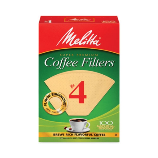 Picture of Melitta Coffee Filters, #4,  8 to 12 Cup Size, Cone Style, 100 Filters/Pack, 3/Pack, Ships in 1-3 Business Days