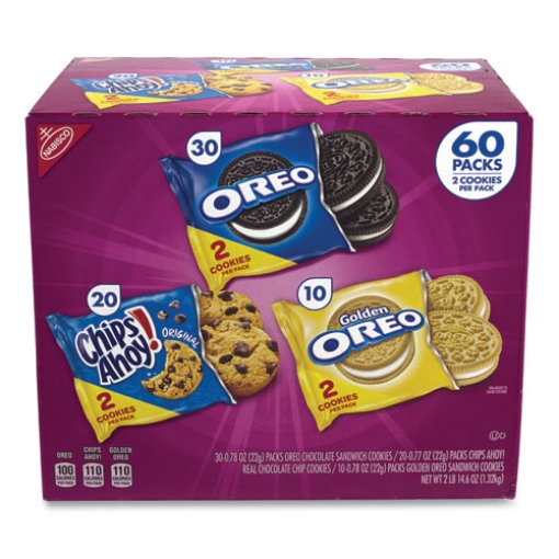 Picture of Cookie Variety Pack, Assorted Flavors, 0.77 oz Pack, 60 Packs/Carton, Ships in 1-3 Business Days