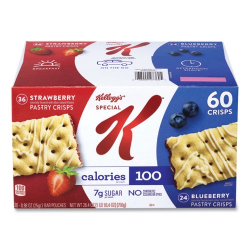 Picture of Special K Pastry Crisps, (36) Strawberry; (24) Blueberry, 0.88 oz, 2/Pouch, 30 Pouches/Carton, Ships in 1-3 Business Days