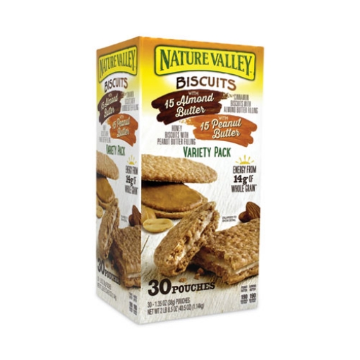 Picture of Biscuits, Cinnamon with Almond Butter/Honey with Peanut Butter, 1.35 oz Pouch, 30/Carton, Ships in 1-3 Business Days