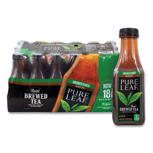 Picture of Pure Leaf Unsweetened Iced Black Tea, 16.9 oz Bottle, 18/Carton, Ships in 1-3 Business Days