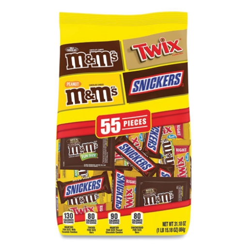 Picture of Chocolate Favorites Fun Size Candy Bar Variety Mix, 31.18 Oz Bag, 55 Pieces, Ships In 1-3 Business Days