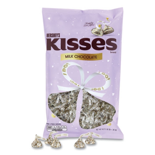 Picture of Kisses Wedding "i Do" Milk Chocolates, Gold Wrappers/silver Hearts, 48 Oz Bag, Ships In 1-3 Business Days