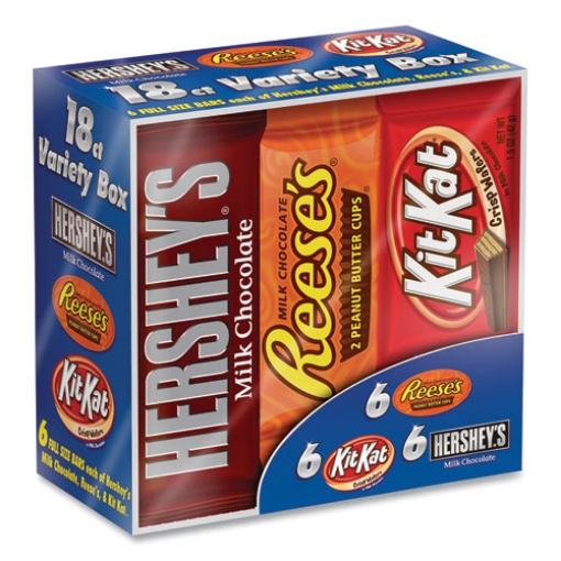 Picture of Full Size Chocolate Candy Bar Variety Pack, Assorted 1.5 oz Bar, 18 Bars/Carton, Ships in 1-3 Business Days