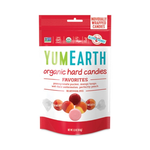 Picture of Organic Favorite Fruit Hard Candies, 3.3 Oz Bag, Assorted Flavors, 3 Bags/pack, Ships In 1-3 Business Days