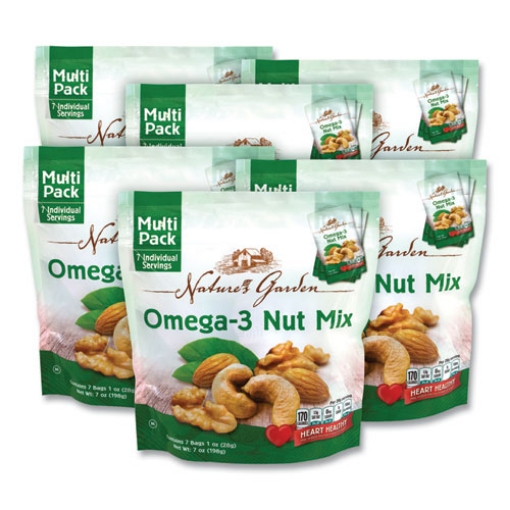 Picture of Omega-3 Nut Mix, 1 oz Pouch, 7 Pouches/Pack, 6 Packs/Carton, Ships in 1-3 Business Days