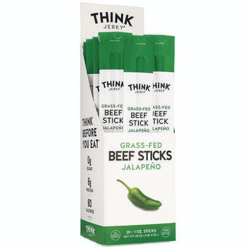 Picture of Jalapeno 100% Grass-Fed Beef Sticks, 1 oz Individually Wrapped Sticks, 20/Carton, Ships in 1-3 Business Days