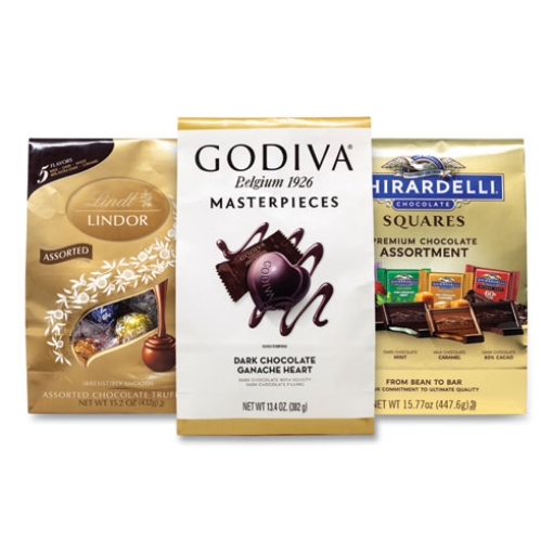 Picture of Lindt Lindor, Godiva, Ghiradelli Premium Chocolate Variety, 44.37 oz Bag, 3/Carton, Ships in 1-3 Business Days